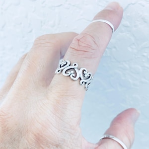 Sterling Silber Eternity Swirl Herzen Bandring, Silber Ringe, Eheringe, Liebesring