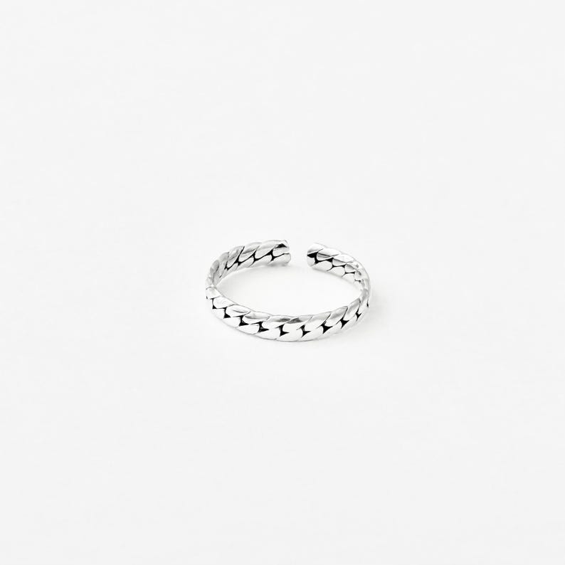 Sterling Silver Eternity Flat Link Toe Ring: Midi Pinky Links Silver ...