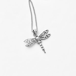 Collar de libélula de plata esterlina, collares de insectos, cadena de plata, insectos