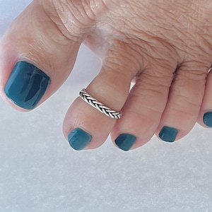 Sterling Silver Tight Braid Toe Ring, Midi Ring, Silver Rings, Braided Bands