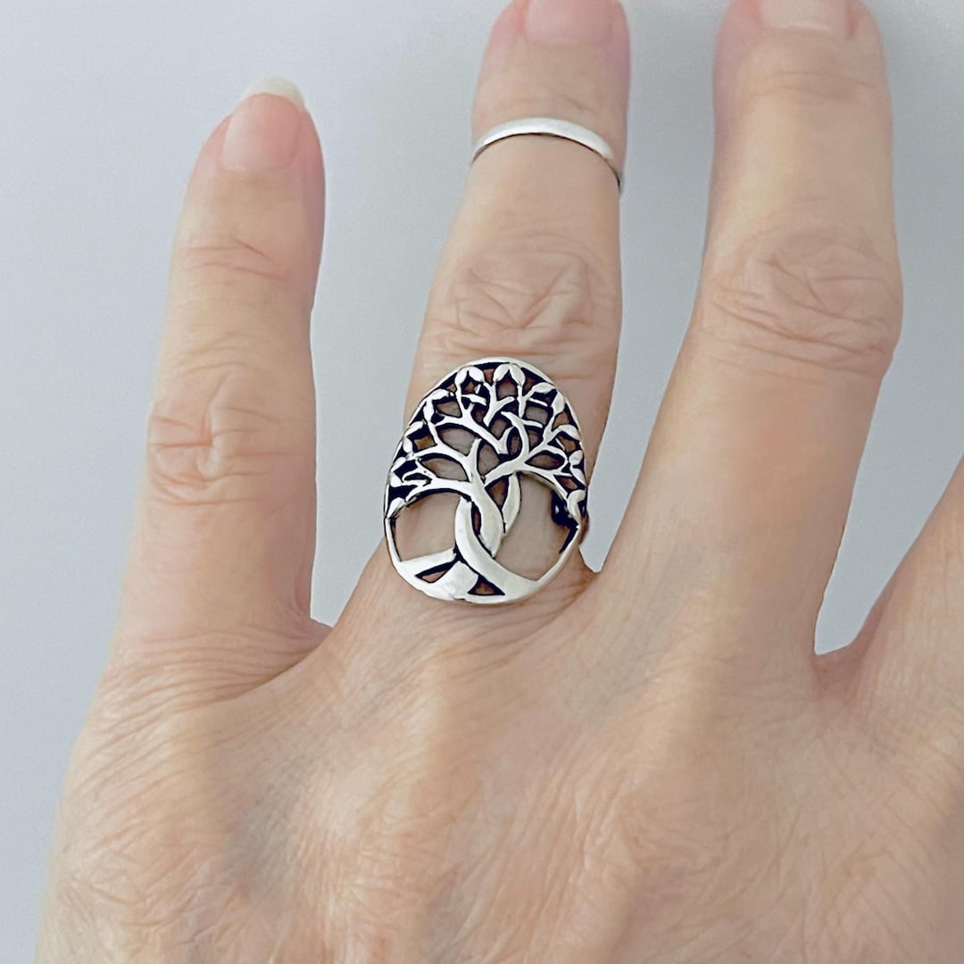 Fortune Rings Silver Sterling Silver Large Tree of Life Ring: Leaf Fortune Rings - Etsy