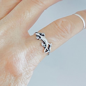 Sterling Silver Lizard Ring: Gecko Reptile Jewelry