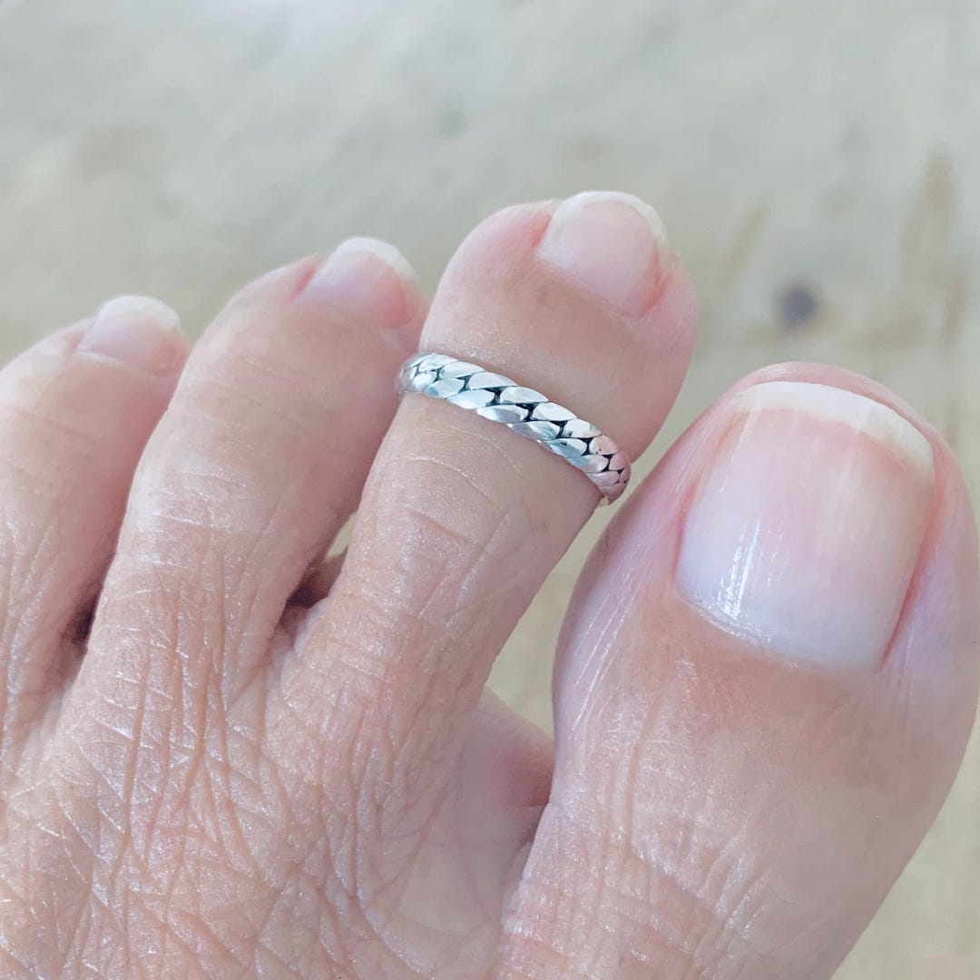 Sterling Silver Eternity Flat Link Toe Ring: Midi Pinky Links Silver ...