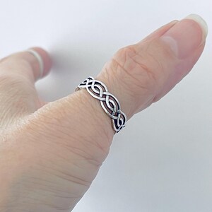 Sterling Silver Eternity Thin Celtic Band Ring, Infinity Knots, Silver Rings, Wedding Bands