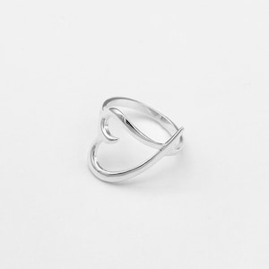 Sterling Silver High Polish Big Heart Ring, Statement Ring, Silver Rings, Love Hearts