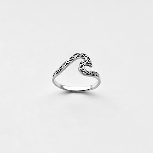 Sterling Silver Filigree Wave Ring, Silver Rings, Surfer, Ocean Waves, Surf, Swirl