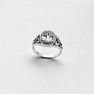 Sterling Silver Tree of Life Ring: Celtic Knot Fortune Ring