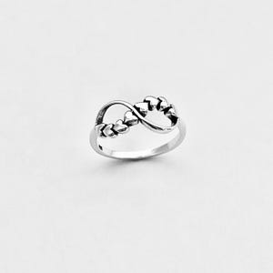 Sterling Silber Infinity Ring mit kleinen Herzen, Endless Love Faulen Acht Ringe