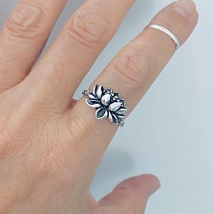 Sterling Silver Vintage Style Lotus Flower Ring, Spirit Flowers, Floral Ring, Silver Rings