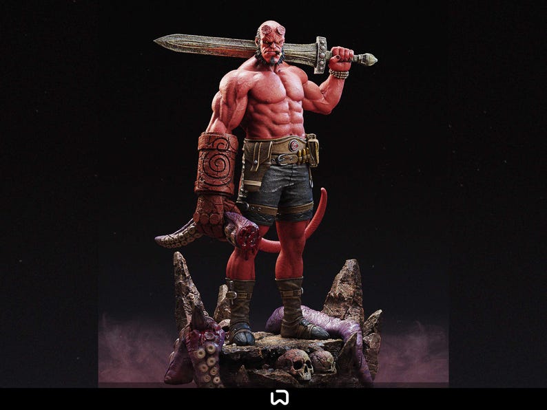 Figurine Custom Hellboy Échelle 3 3/4 - Sans Marque