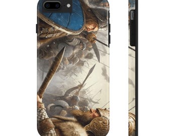 Denen vs. Saksen, Viking Battle stoere telefoonhoes, krijgerontwerp, perfect cadeau voor hem, gameraccessoire, robuuste telefoonbescherming