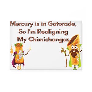 Mercury is in Gatorade Funny Foodie Button Magnet, Quirky Kitchen Decor, Gift for Chefs, Humor Souvenir, Astrology Humor Magnet
