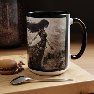Gothic Art Coffee Mug - Dark Aesthetic Skull Design, Perfect for Halloween, Unique Gift for Coffee Lovers, Spooky Home Decor, Witchy Mug