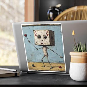 Décalcomanies en vinyle étranges lunatiques découpées dans un baiser, oeuvres d'art surréalistes pour cartes à jouer, décoration autocollante unique pour cartes à jouer, cadeau amusant pour les joueurs et les collectionneurs