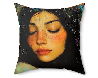 Kosmisches Traumkissen, himmlisches Dekokissen, Boho Dekokissen, einzigartiges Wohndekor, Geschenk für Träumer
