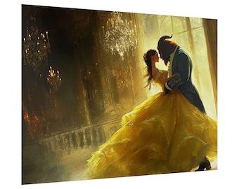 Beauty and the Beast Ballroom Scene Romantic Fairy Tale Rolled Posters, Enchanting Wall Art Home Decor, Perfect for Gifts, Disney Inspired