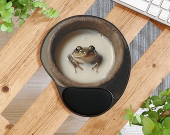 Whimsical Frog Mouse Pad with Wrist Rest | Cute Desk Accessory, Gift for Nature Lovers, Home Office Decor, Eco-Friendly Gadget