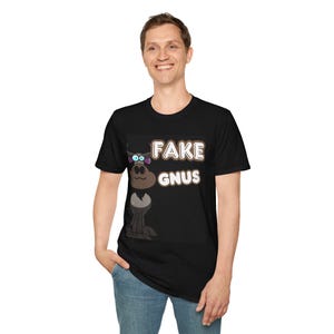 Nep Gnus grappige cartoon dieren T-shirt, cadeau voor dierenliefhebbers, eigenzinnige kleding, humoristisch T-shirt, nepnieuws woordspeling shirt