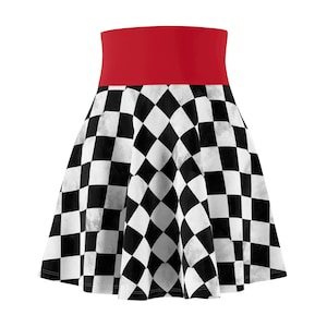 Checkered Pattern Womens Skater Skirt, Stylish Casual Skirt, Trendy Vintage Skirt, Retro Festival Wear, Diner Skirt