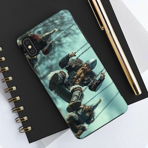 Viking on a Swing Set Adventure Phone Case, Tough Phone Cover for Warriors, Unique Gift for Norse Mythology Fans, Perfect for Norse Lovers