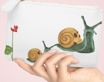 Mini pochette con motivo a chiocciola e teschio, fantasia a chiocciola, graziosa borsetta, pochette floreale per regali, articoli da viaggio essenziali, accessorio unico