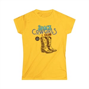 Space Cowgirls Softstyle Tee, Fun Graphic Tee, Gift for Women, Western Theme Shirt, Boho Fashion Top, Casual Country Wear
