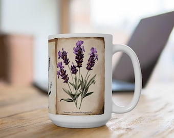Tazza in ceramica con motivo floreale di lavanda, tazza da tè rilassante, regalo per gli amanti del giardino, decorazione per la casa, regalo di compleanno, stoviglie ecologiche