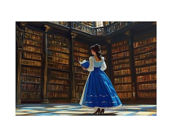 Beauty and the Beast Inspired Library Themed Rolled Posters, Magical Art for Book Lovers, Vintage Decor, Gift for Readers, Dark Academia