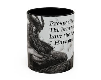Inspirational Coffee Mug, Havamal Gift for Friends, Motivational Quote Cup, Office Decor, Viking-Themed Mug, Best Lives Quote