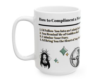 Empowered Goddess Ceramic Mug, Funny Coffee Cup for Women's Empowerment, Motivational Gift for Her, Goth Girl Mug,
