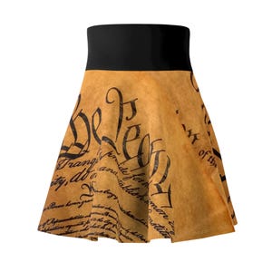 Vintage Constitution Women's Skater Skirt, Retro Style Skirt, Casual Patriotic Wear, Patriot Ladies Fashion, USA Independence, Unique Gift image 6
