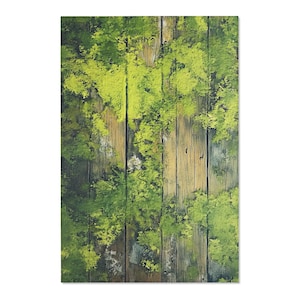Rustic Green Moss and Barn Wood Floor Area Rug, Nature Inspired Living Room Rug, Eco-Friendly Floor Covering, Indoor Outdoor Mat
