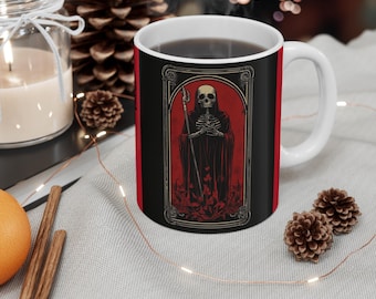 Tazza con teschio gotico, tazza da caffè dall'estetica dark, regalo per ragazza gotica, arredamento spettrale, stoviglie uniche in stile gotico, tarocchi della morte
