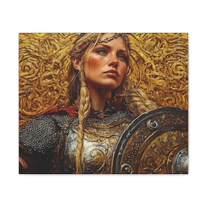 Viking Shieldmaiden Canvas Wall Art, Empowering Decor for Home, Gift for Her, Norse Mythology Art, Shieldmaiden Print, Unique Artwork