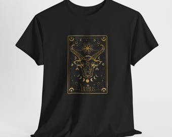 Koszulka unisex z grubej bawełny z nadrukiem Byka zodiaku, koszulka astrologiczna, prezenty dla miłośników astrologii, odzież inspirowana tarotem