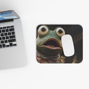 Quirky PePe Frog Mouse Pad, Fun Desk Accessory for Froggy Lovers, Frog Office Decor, Gamer Gift, Cute Office Supplies, Unique Gift Ideas