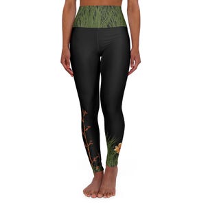 Japandi High Waisted Yoga Leggings, Nature Inspired Fitness, Athleisure, Elegant Gym Wear, Minimalist Workout, Serene Exercise, Travel Yoga