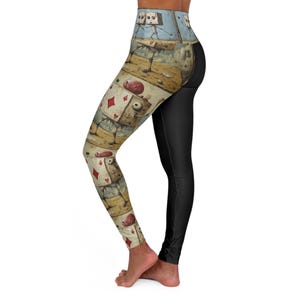Jeu de cartes surréaliste Leggings de yoga taille haute Élégants vêtements de sport steampunk et gothiques pour le confort, la remise en forme, la salle de sport, la maison et le yoga