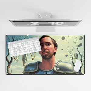 Surrealist Asmongold Desk Mat for Unique Home Office, Gamer Mouse Pad, Streamer Fan Workspace Decor, Gift for Nerds