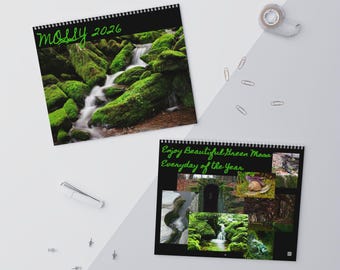 Natur inspirierte moosige Wandkalender für 2026, organisieren Sie Ihr Jahr mit wunderschönen Landschaften, moosige Wohnkultur, Geschenkideen, Monatsplaner