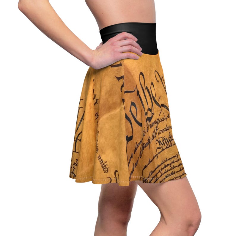 Vintage Constitution Women's Skater Skirt, Retro Style Skirt, Casual Patriotic Wear, Patriot Ladies Fashion, USA Independence, Unique Gift image 1