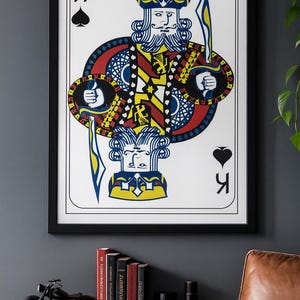 King of Spades Playing Card Wall Art, Instant Printable Digital Download, Casino Decor, Poker Room Poster, Game Night Gift, Vintage Card Art
