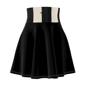 Whimsical Stipes black Skater Skirt, Fun Polka Dot Stylish Skirt for Spring, Cute Outfit for Pet Lovers, Festival Wear, Gifts for Her,