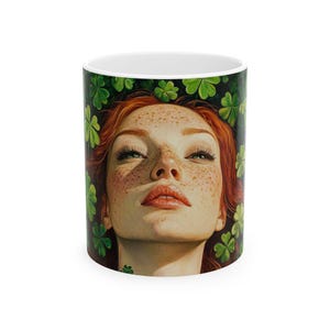 St Patty&#39;s Day Feminine Celtic Floral Mug - Perfect for St. Patrick&#39;s Day, Tea Lovers, Gift for Her, Home Decor, Unique Art