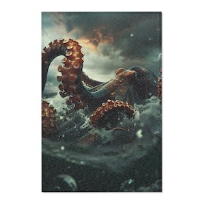Mystical Octopus Area Rug | Ocean-Inspired Home Decor | Nautical Living Room Mat, Unique Gift for Maritime Lovers, Coastal Vibes