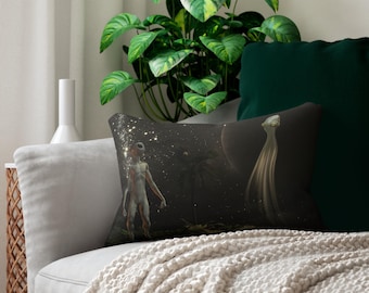 Kosmisch buitenaards lendekussen, ruimtedecor, intergalactisch geschenk, SciFi Home-accent, unieke kussensloop, buitenaards kunstwerk, oude aliens