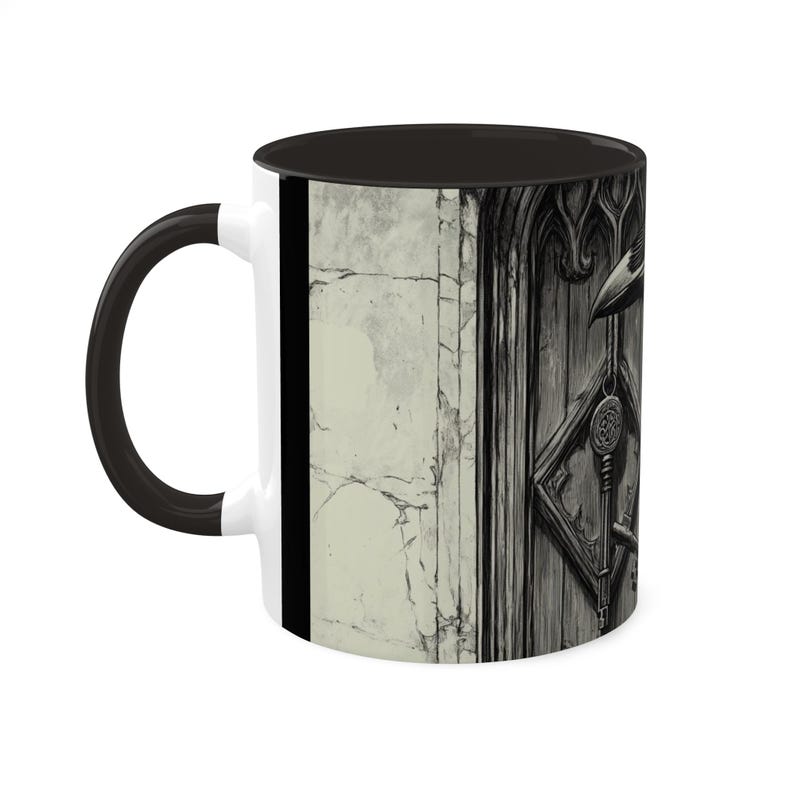 Mystical Raven Mug, Enigmatic Raven Cup, Gothic Coffee Mug, Unique Black Bird Drinkware, Halloween Gift for Bird Lovers image 4