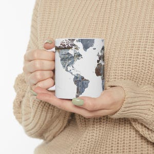 Taza de cerámica rústica con mapa del mundo, regalo para amantes de los viajes, taza de café, decoración geográfica, taza de oficina con mapas, artículos para bebidas con temática de aventura continental.