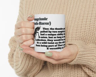 Norse Mythology Ceramic Mug, Thunder God Mug for Nature Lovers, Perfect Gift for Birthdays, Holidays, and Collectors, Viking Theme