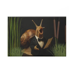 Singing Snail Gentleman Button Magnet, Novelty Decor for Fridge, Funny Gift for Nature Lovers, Unique Collectible for Kids Rooms, Quirky